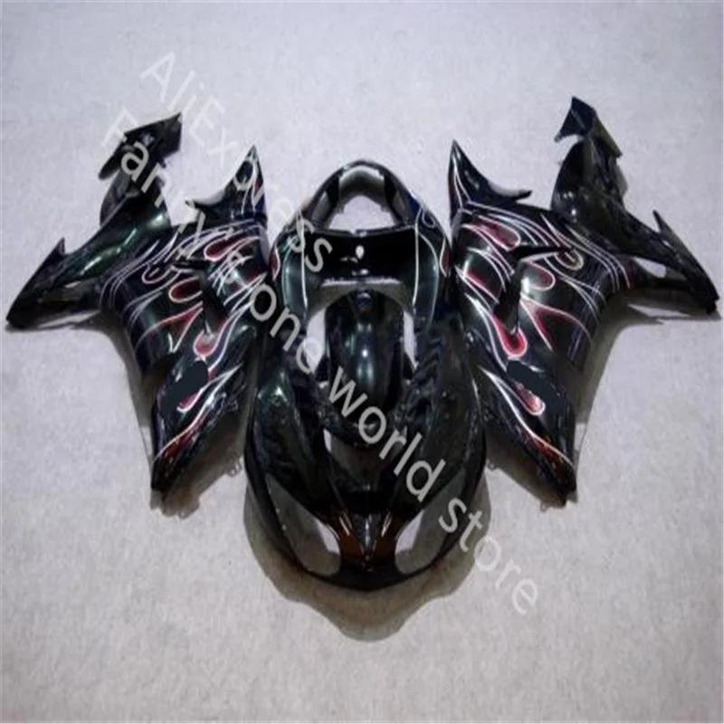 

ABS Injection Fairing Kit For Kawasaki Ninja ZX10R 2006 2007 Fairing Ninja ZX 10R 06-07 black red flames Bodywork Fairing