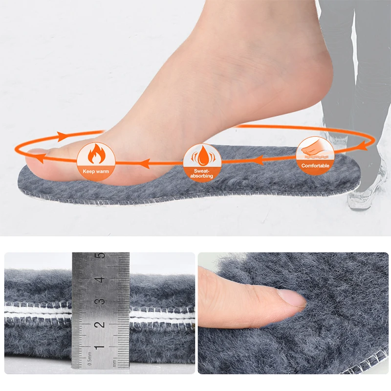 Супер толстые стельки из овчины Soumit премиум-класса теплые шерсти и фетра для