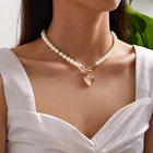 Ожерелье с подвеской в форме сердца из натурального жемчуга, колье-чокер из ракушек с имитацией пресноводного жемчуга для женщин, праздничные украшения