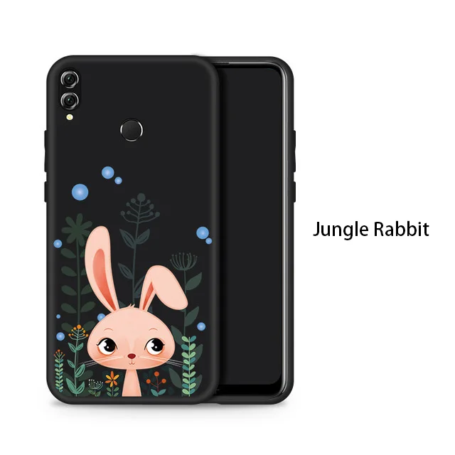 Jungle Rabbit Милый чехол для huawei Honor 8x, силиконовый чехол, 3D рельеф, противоударный бампер для huawei Honor 9 10 Lite Y6 Y9, чехол - Цвет: Jungle Rabbit