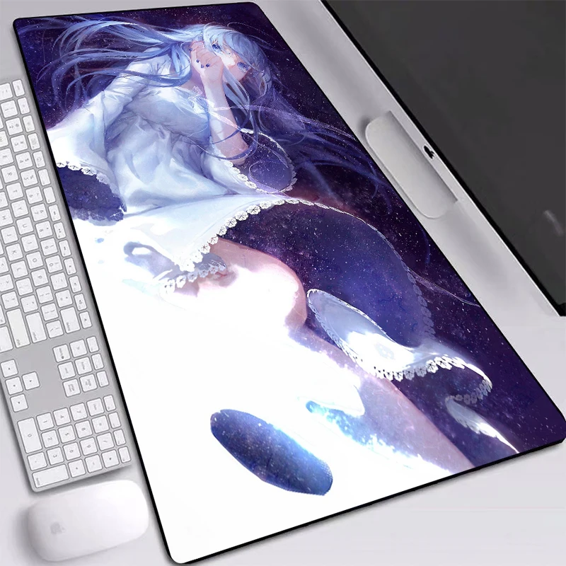 

Anime Girl Mat Pad Mice Large Mouse-pad with Sewn Edges Durable Desktop Pad Computer Laptop Mice Pads Game Accessories 900x400mm