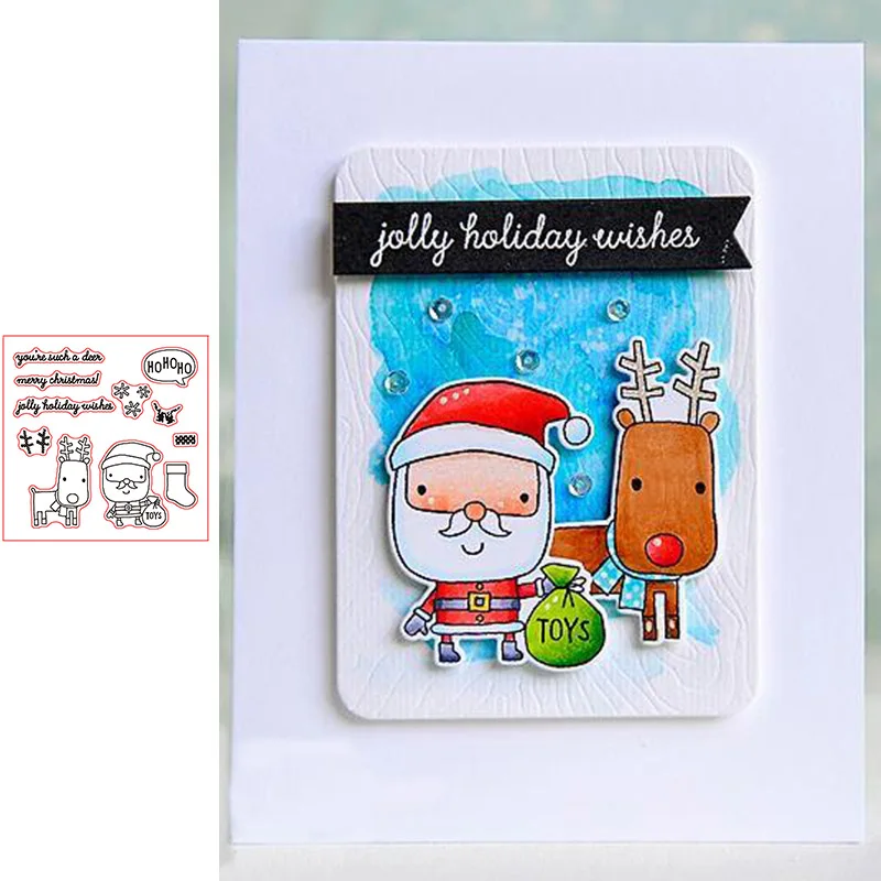 

Santa Claus With Elk Pattern Prints Transparent Clear Silicone Stamp/Seal for DIY scrapbooking/photo album Decor Stencil