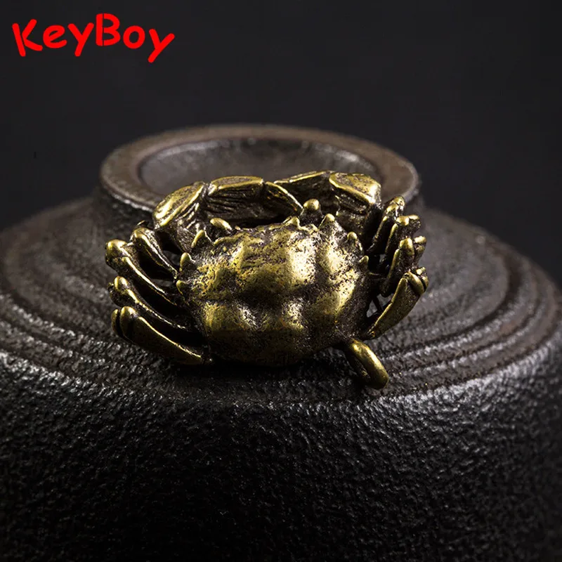 Старинный латунный Мини Краб Брелоки-статуэтки шнурки кулон ювелирные изделия