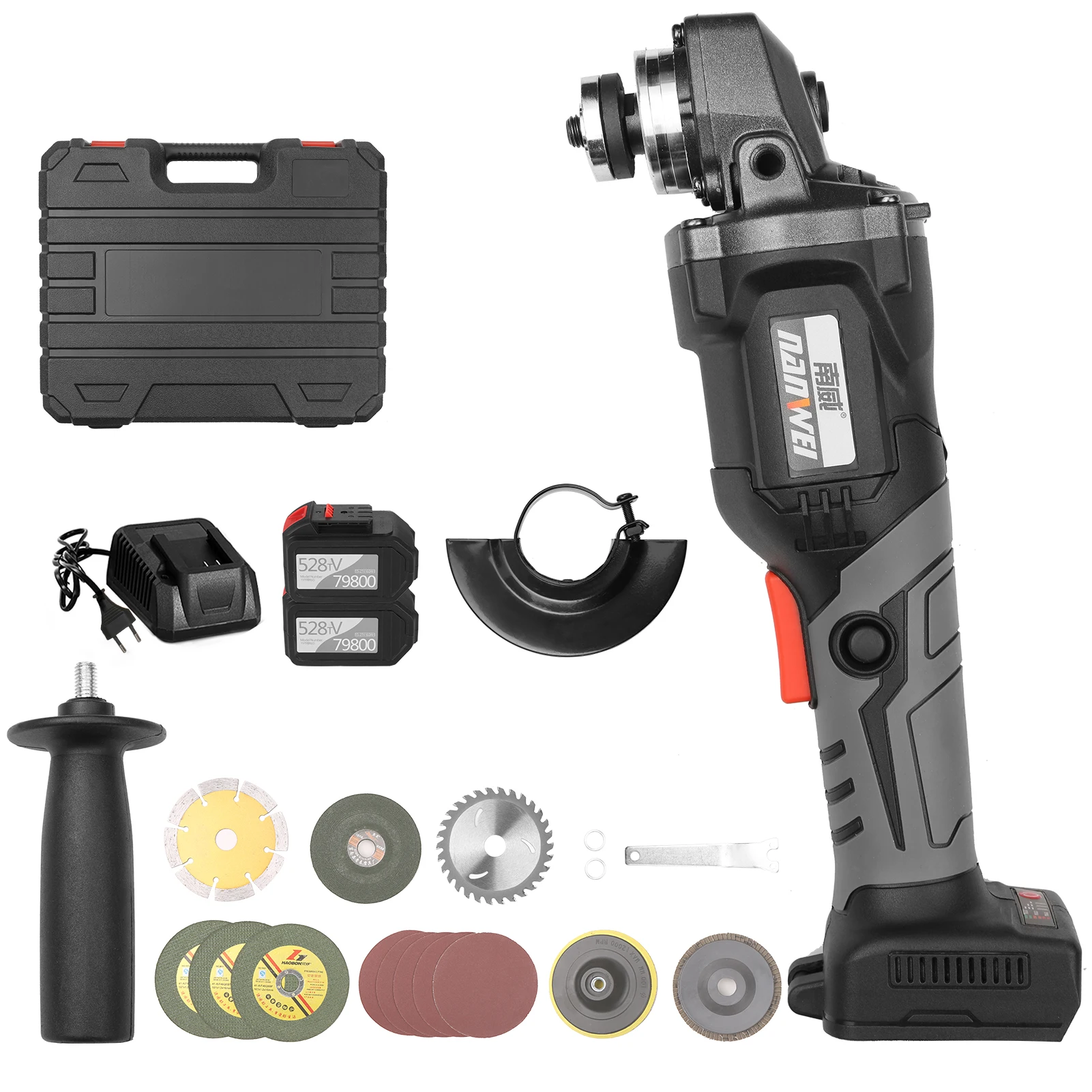 

21V Brushless Polishing Tool 1980W 100mm Variable Speed Cordless Impact Angle Grinder Power Tool Cutting Machine Polisher Cutter