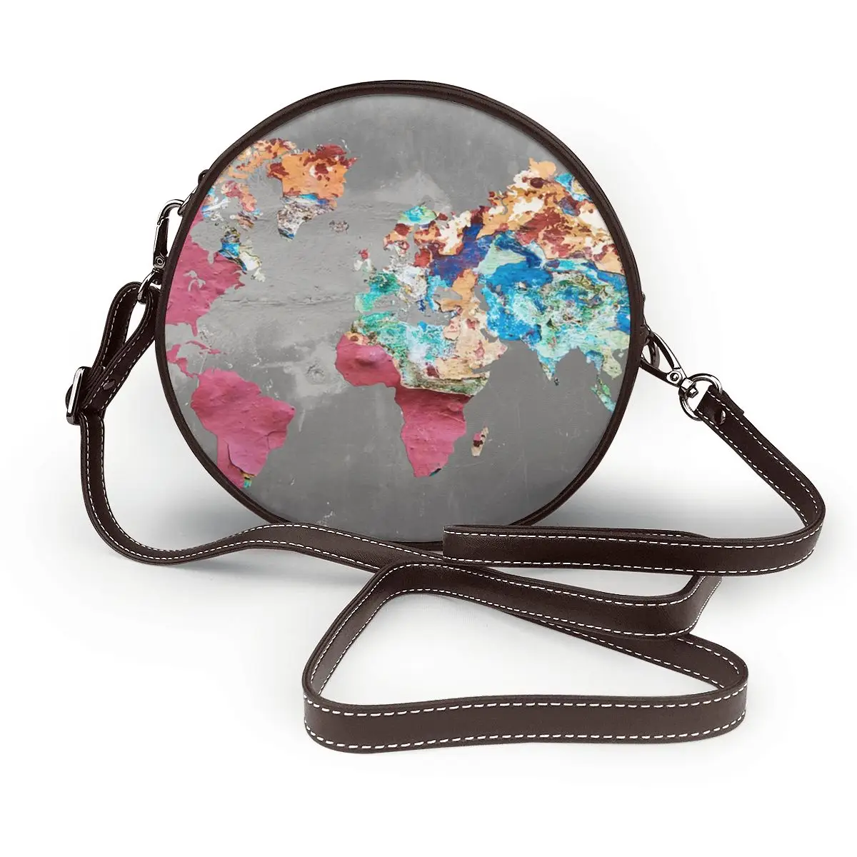 

Rust Shoulder Bag Travel Leather Round Bag Woman Fashion Stylish Purse