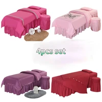 multu style 4pcs beauty salon bedding sets massage spa table bed skirt pillowcase stool cover quilt cover high quality
