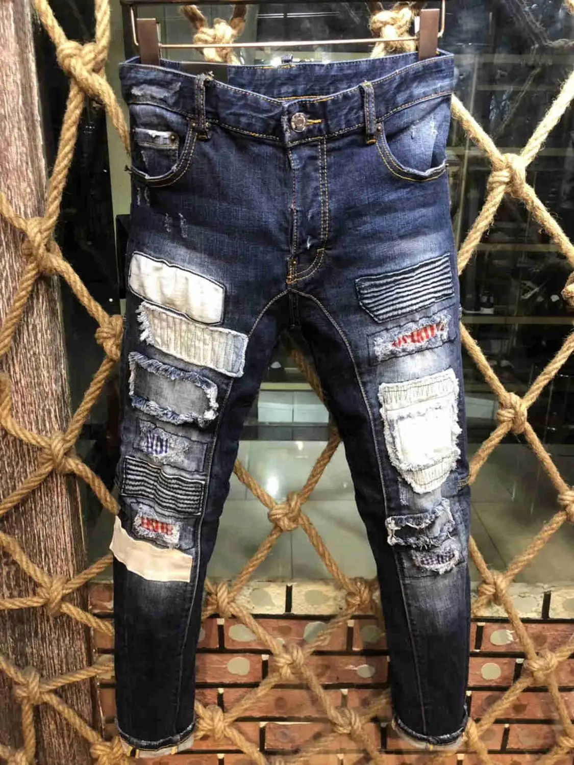 Новые мужские джинсы Рваные для мужчин обтягивающие DSQ брюки на молнии Верхняя