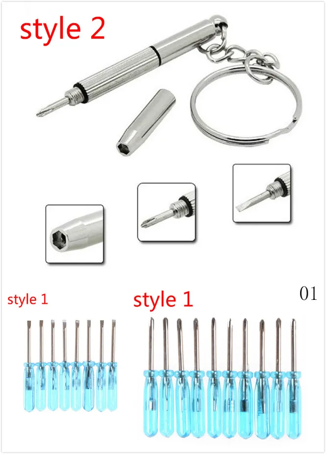 

2pcs/10pcs Tip Plastic Handle Stubby Mini Pocket Cross Flathead Screwdriver Tool