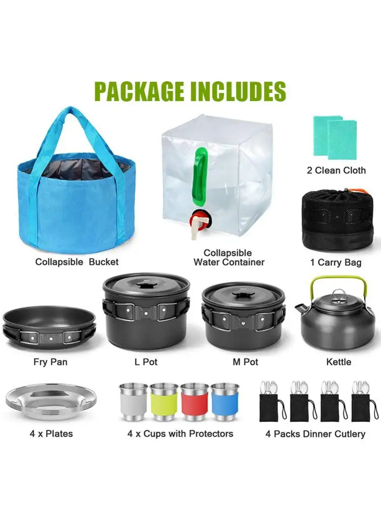 Harga 29 Buah/Set Panci Luar Ruangan Set Peralatan Masak Berkemah BBQ Portabel Memasak Peralatan Antilengket Untuk Perjalanan Memancing Berkemah Luar Ruangan