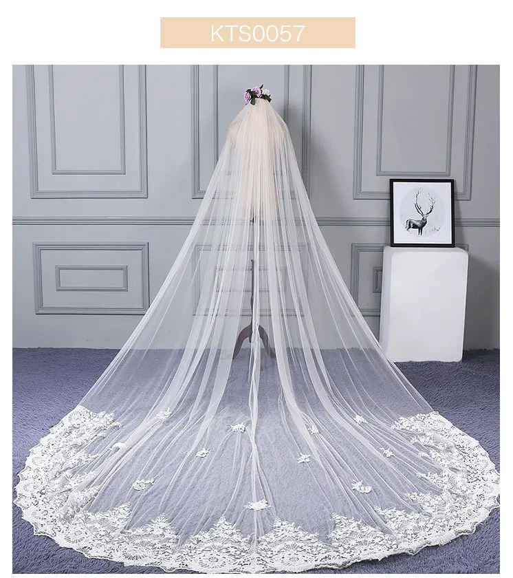 

Cathedral Wedding Veil One Layer Lace Edge Long Bridal Veil Luxury Bride Veil Accessories TS300