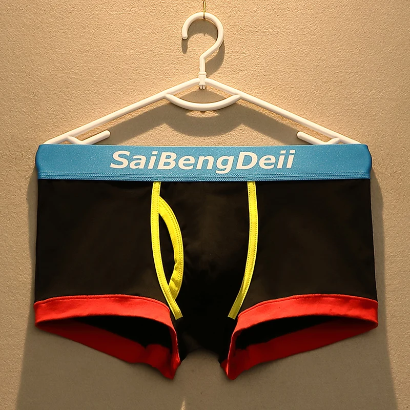 Мужские трусы боксеры AIIOU черные дышащие из хлопка сексуальное нижнее белье для