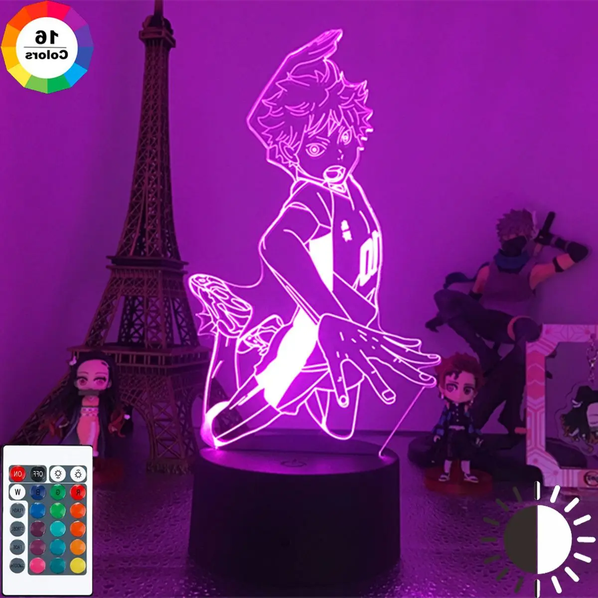 

Светодиодная аниме-лампа Haikyuu Hinata Shoyo манга с USB-датчиком, 3D светильник для детской спальни, прикроватное украшение, подсветка, светильник
