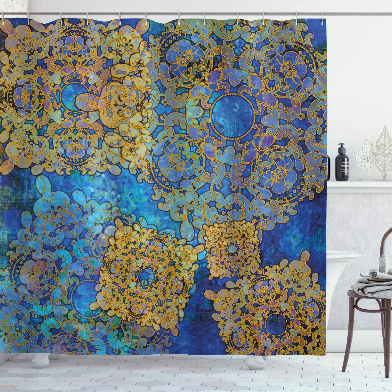 В этническом стиле душ Шторы Традиционный персидский мотив восточных