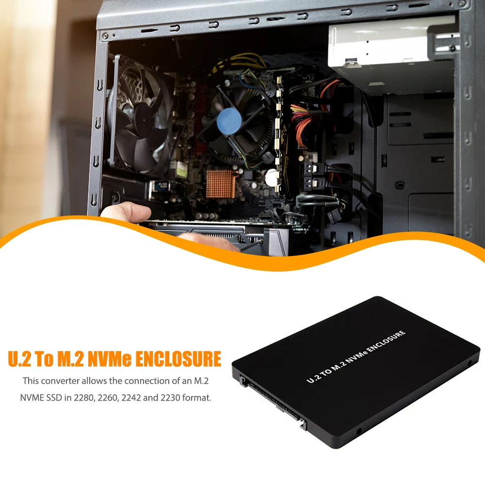 

SFF-8639 U.2 To NVMe M.2 M-Key PCIe SSD Case Enclosure Converter Adapter PCIe M2 28TE