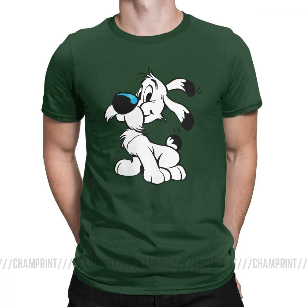 Мужские футболки Asterix And Obelix Новинка хлопковые футболки с коротким рукавом Dogmatix Idefix Ideafix Obelix футболка для собак топы размера плюс - Цвет: Forest Green