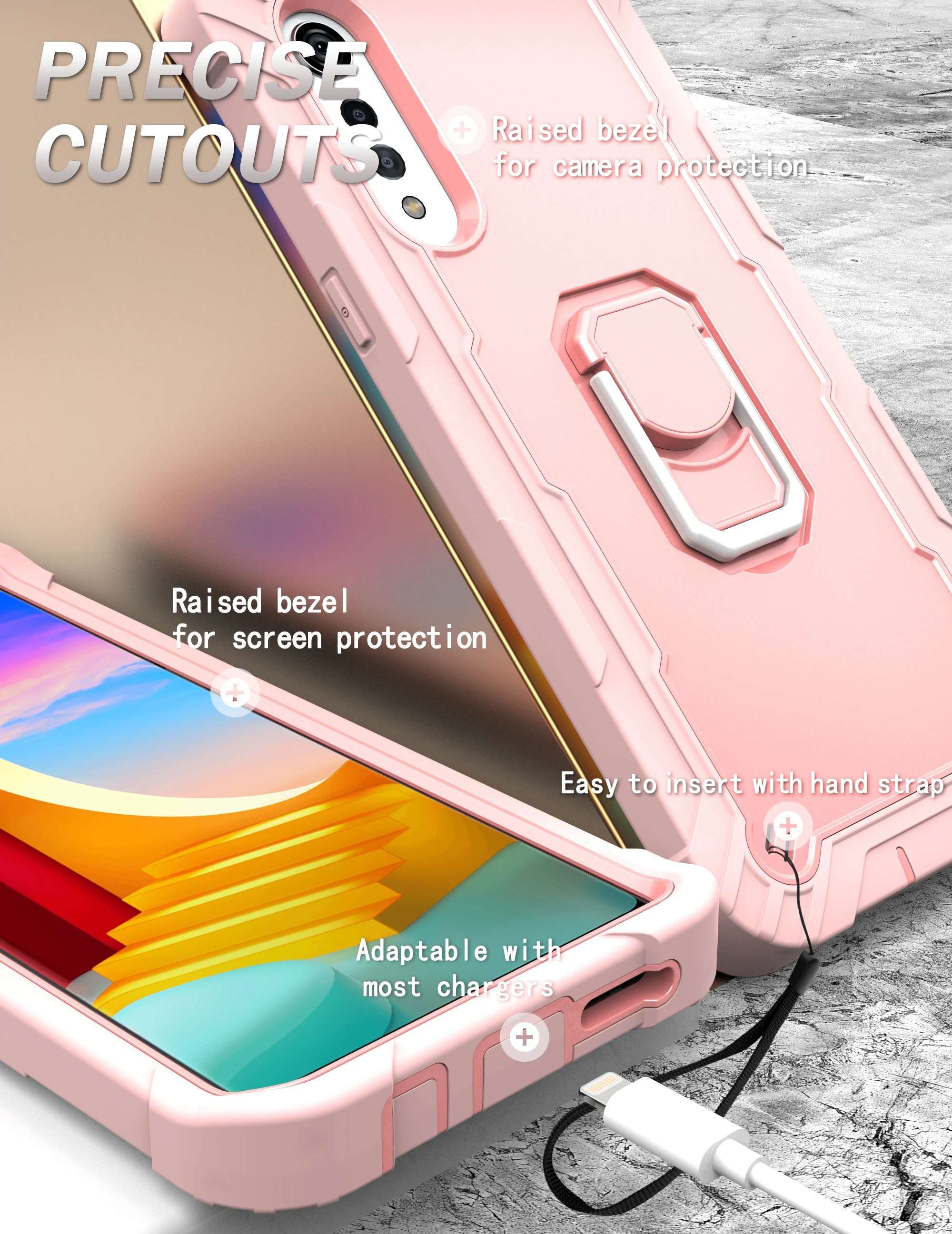 360 Full Hybrid Tough Armor Shockproof Case For LG Velvet Case Luxury Anti-Knock Finger Ring Stand Cover For LG Velvet Coque