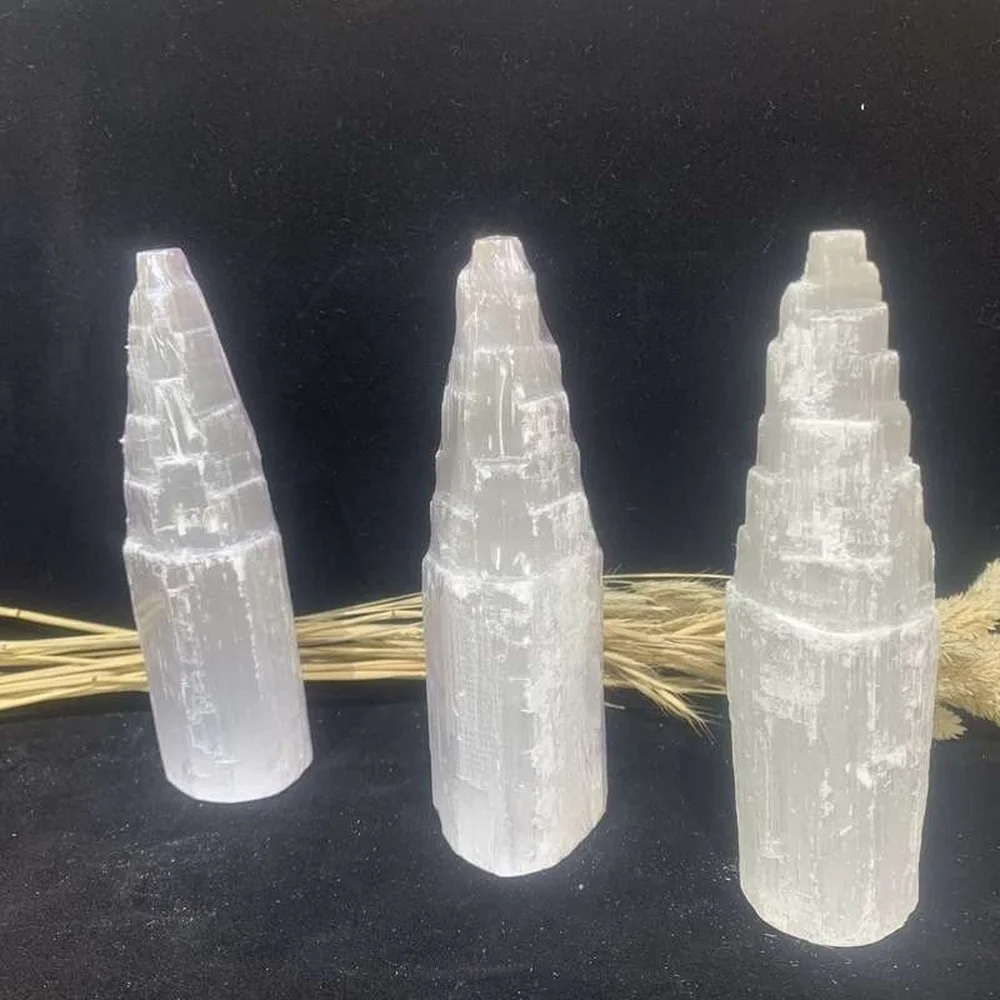 

380g-400gNatural Selenite Rough Stone Column quartz Tower Crystal