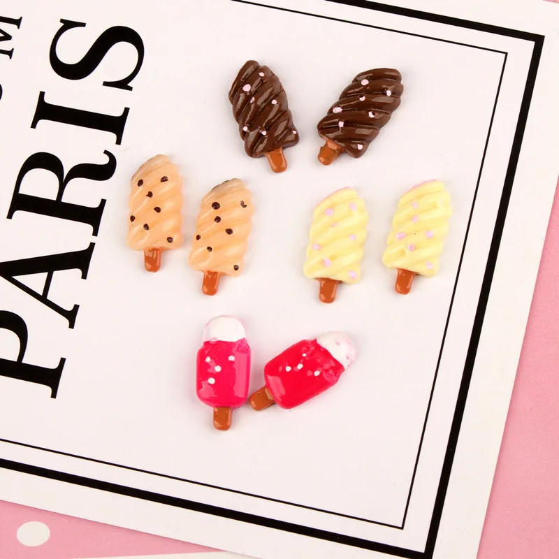 Мини-заказ 4*20 мм каваи кабошон из смолы милый еда Мороженое Flatback камея глина