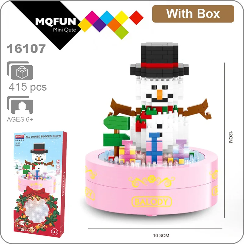 Balody LED flash light musical Christmas Box Snow man Santa Claus Educational Toy brinquedos Model Building Bricks Girl Gifts | Игрушки и