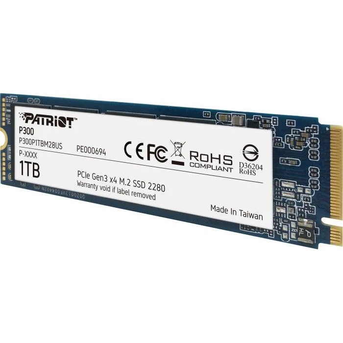 Твердотельный накопитель Patriot P300 P300P1TBM28 SSD M.2 1.0Tb PCI-Ex4 чтение: 2100 Мб/сек запись: 1650 TLC