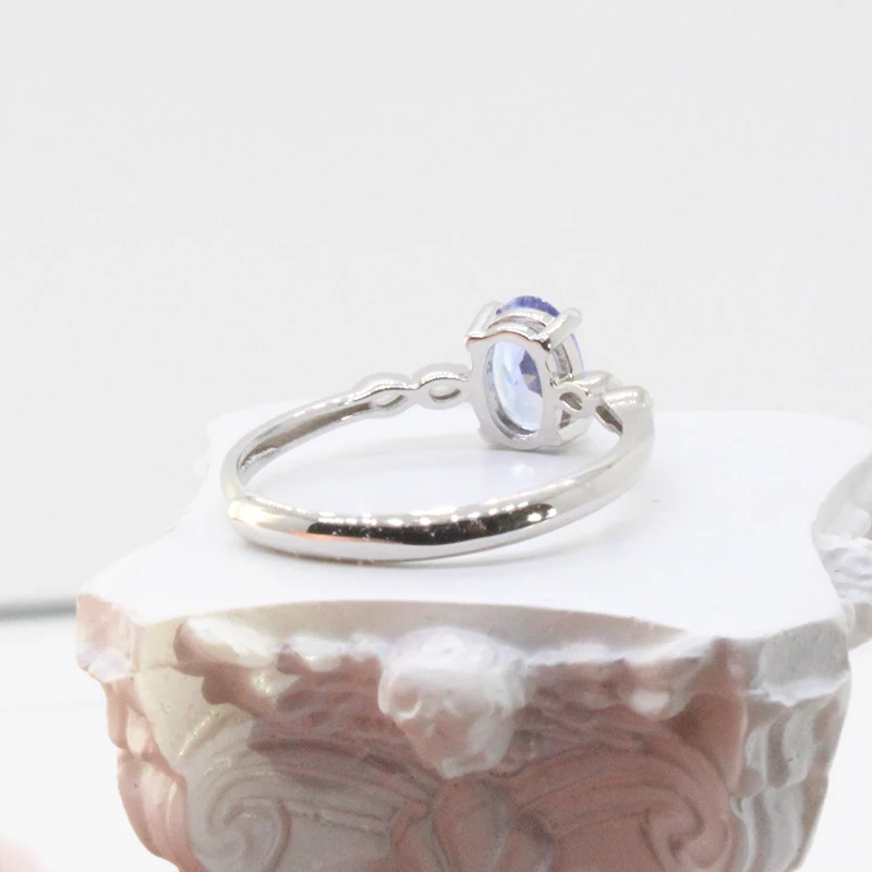 Классическое Обручальное кольцо из серебра 925 пробы с танзанитом 5 мм * 7 0 карата VVS