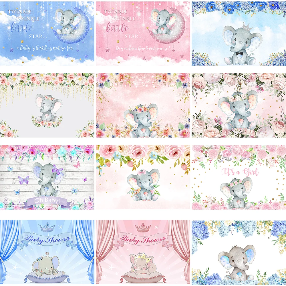 Mocsicka фон для фотосъемки с изображением слона детский душ розовый и голубой День