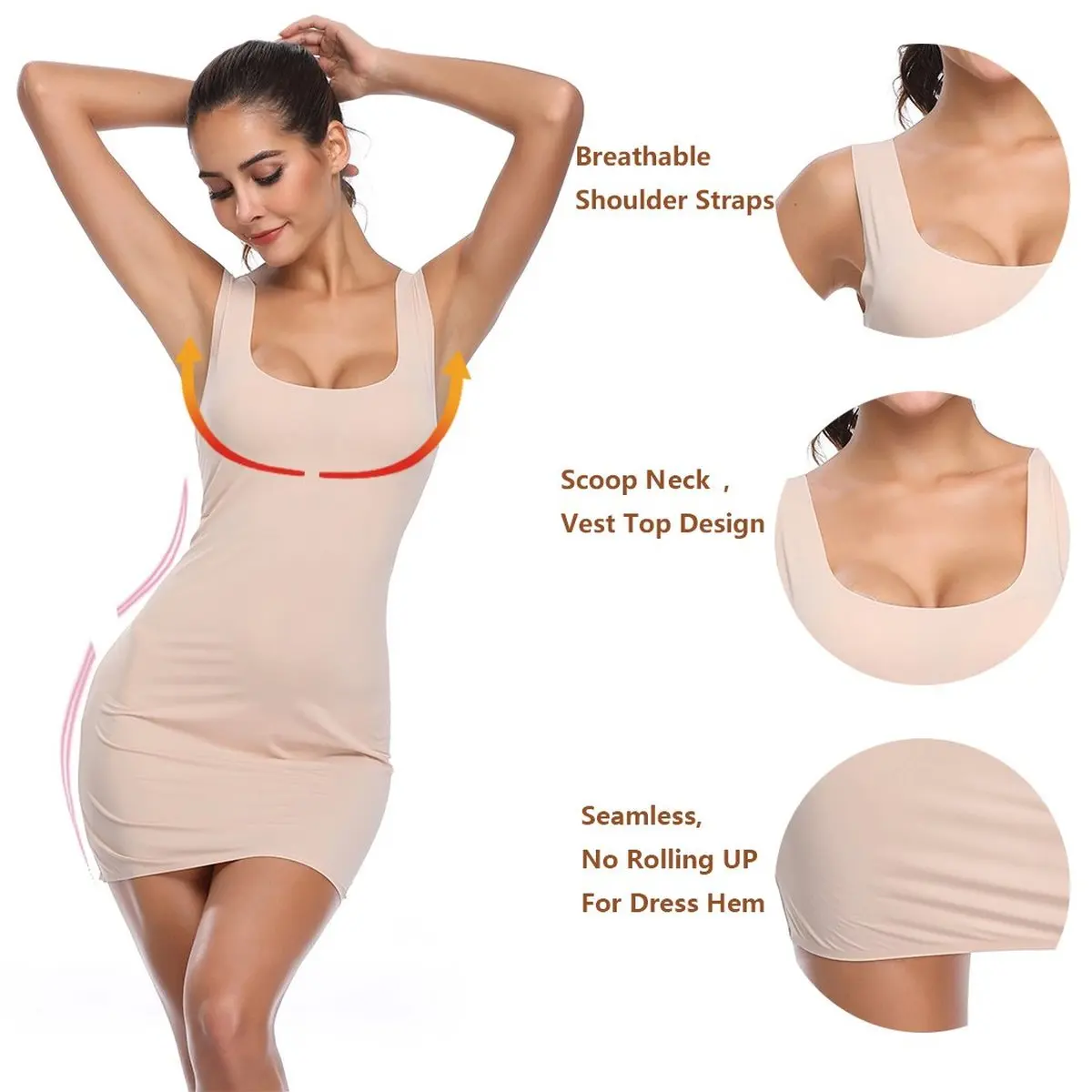 Joyshaper Для женщин Бесшовные полный платье комбинация Body Shaper Vestidos эластичное