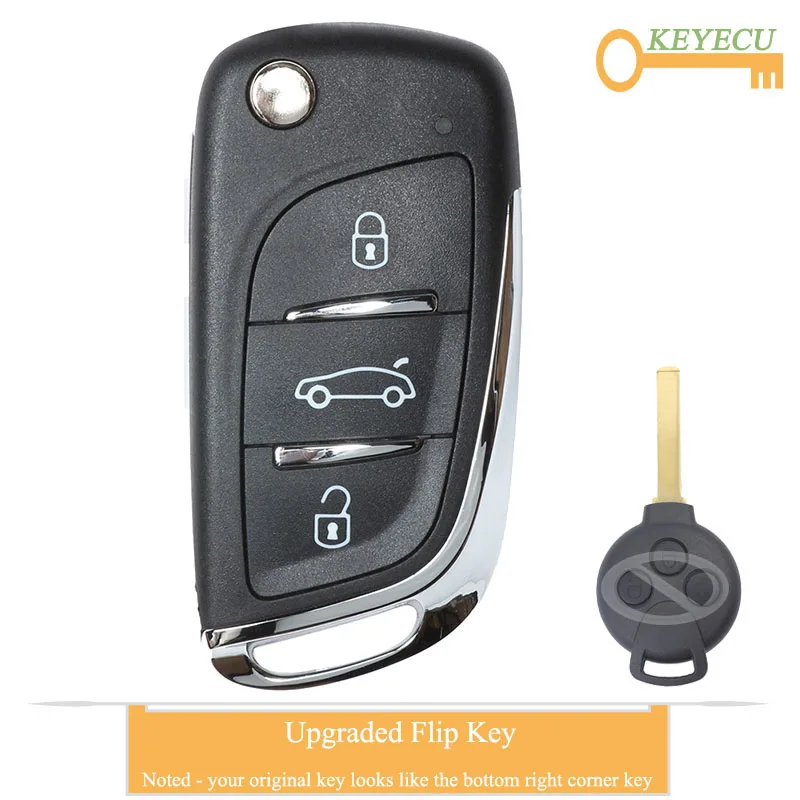 Пульт дистанционного управления KEYECU для Benz Smart Fortwo 451 2007-2013 Fob 3 кнопки-чип PCF7941-315