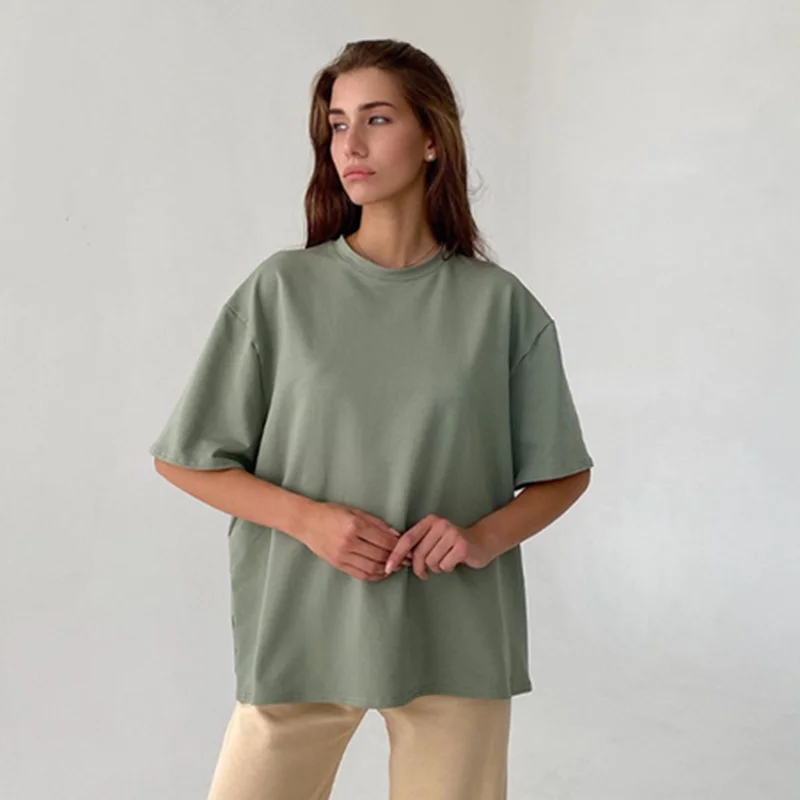 

Lucyever 2021 Summer Casual O Neck Oversized T Shirt Women Boyfriend Cotton Short Sleeve Tees Mujer Basic Loose Tshirts Ladies