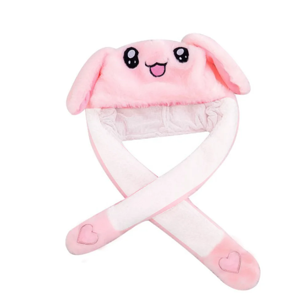 

Cute Plush Thermal Hat Cap With Movable Ear Shaped Rabbit Toy For Women Lady Run K Pop Game Same Hats Caps Winter Warm Competent