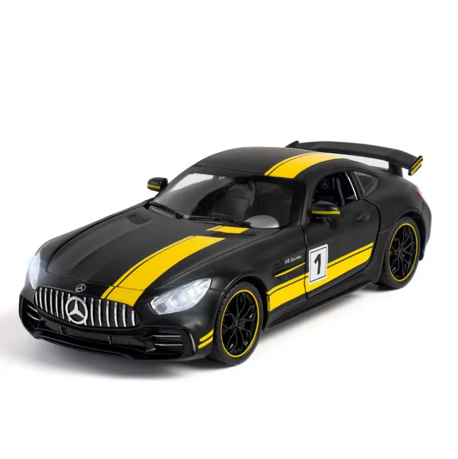 

Simulation Hot 1:24 scale vehicle wheels benz AMG-GTR metal model diecast sport car pull back toy collection for gifts