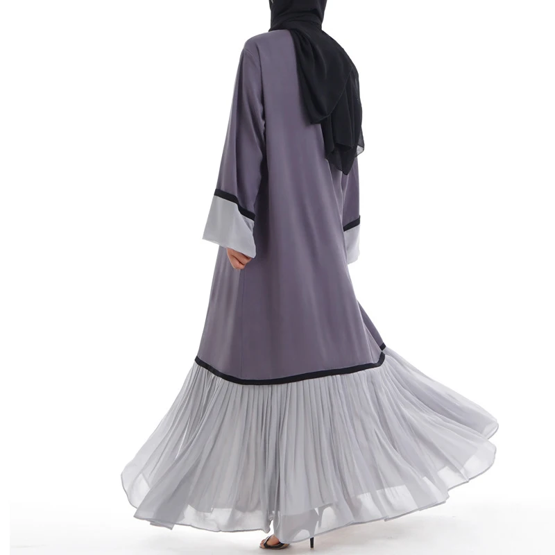 Платье Дубая Малайзия ислам Плиссированное шифоновое кимоно кардиган