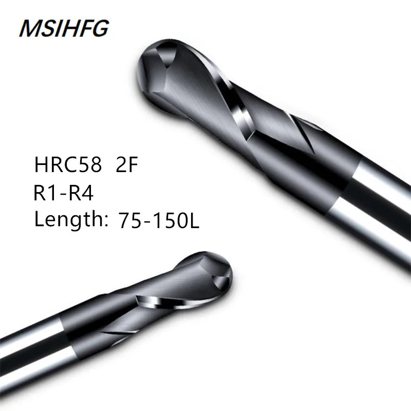 

HRC58 2F Carbide Ball Nose End Mill Aluminium wood Copper Processing CNC Router Tungsten Steel Sprial Bit Carbide End Mill