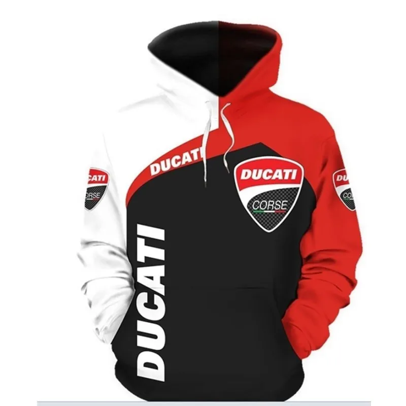 

New Mens 3D Digital Printing Ducati Motorcycle Logo Hoodie Fashion Harajuku Sweatshirt High Quality Mens Brand Menswear