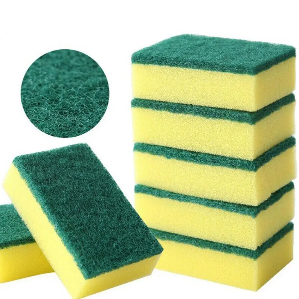 

10pcs Double-sided Decontamination Cleaning Dishwashing Sponge Kitchen Nano Clean Rub Pot Rust Focal Stains Sponge Removing Kit