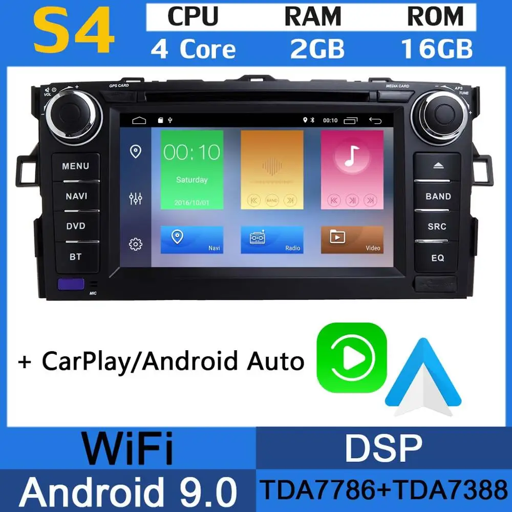 2G RAM 16G CarPlay " Android 9,0 PX6 4G Оперативная память+ 64G Встроенная память Автомобильный мультимедийный DVD плеер для Toyota Auris 2006 2007 2008 2009 2010 2011 радио gps навигации - Цвет: 2G RAM 16G CarPlay