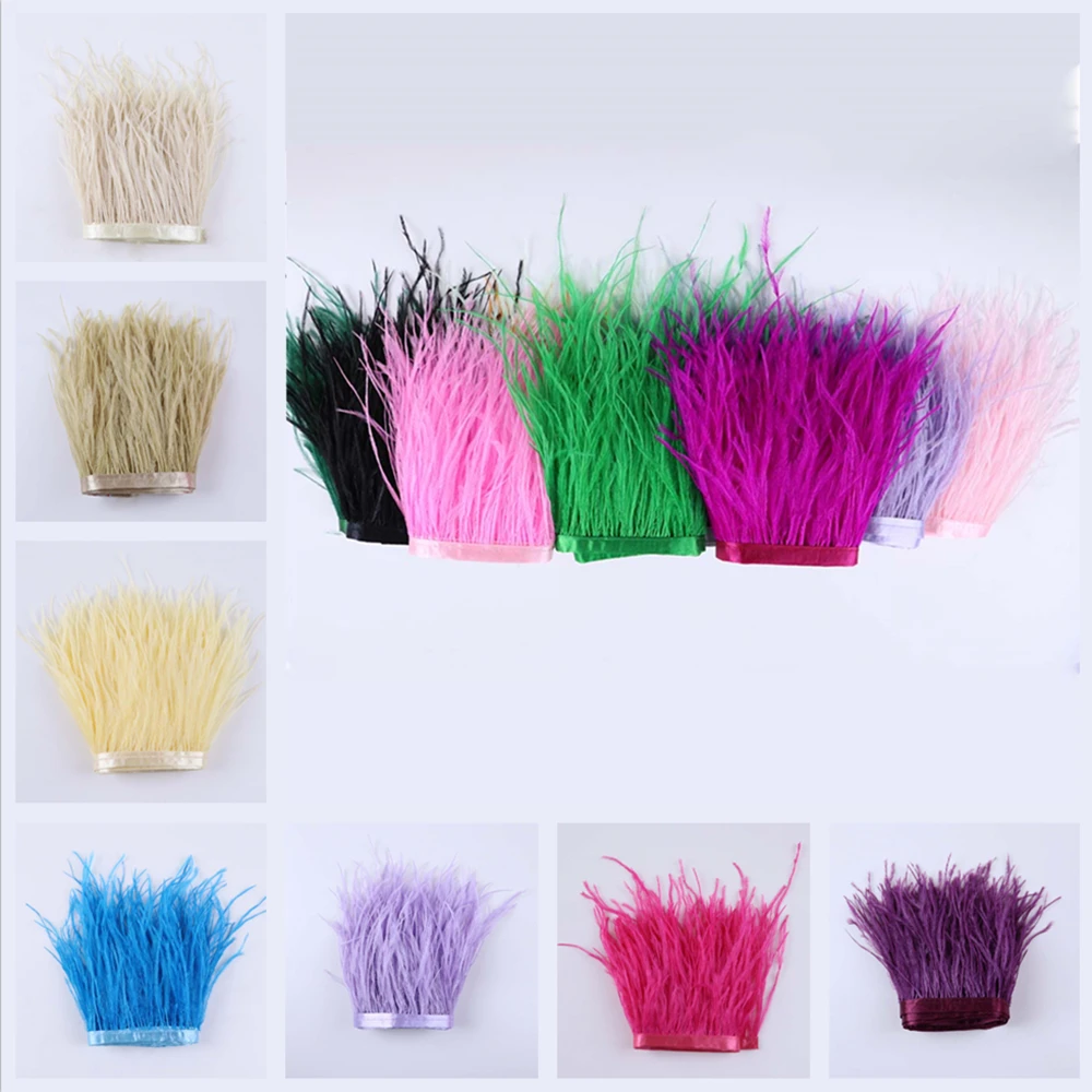 Высококачественные страусиные перья 10 15 см отделочные Шлейфы на ленте для платья