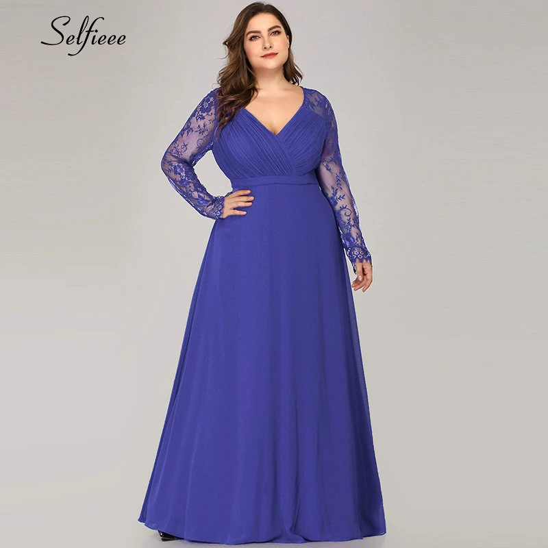 Элегантные платья-трапеция размера плюс с v-образным вырезом кружевные вечерние