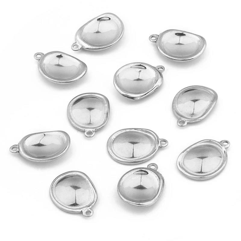 2Pcs 12-16mm Stainless Steel Necklace Pendant Accessories Irregular And Spherical Surface Two Pendants For Jewelry Making