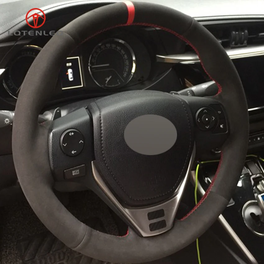 LQTENLEO черный замшевый чехол рулевого колеса автомобиля DIY для Toyota RAV4 2013 2019 Corolla 2014