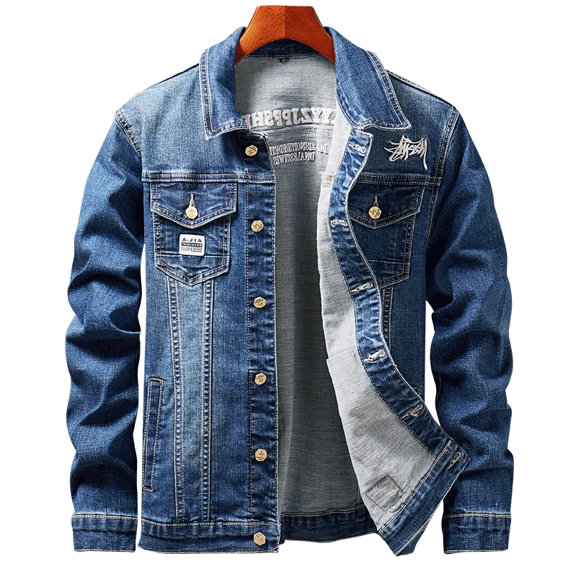 Men's Denim Jacket 2019 Fashion Brand Embroidered Denim Jacket Men's Coat Slim Jeans Men's Denim Jacket Men's clothing Chaqueta