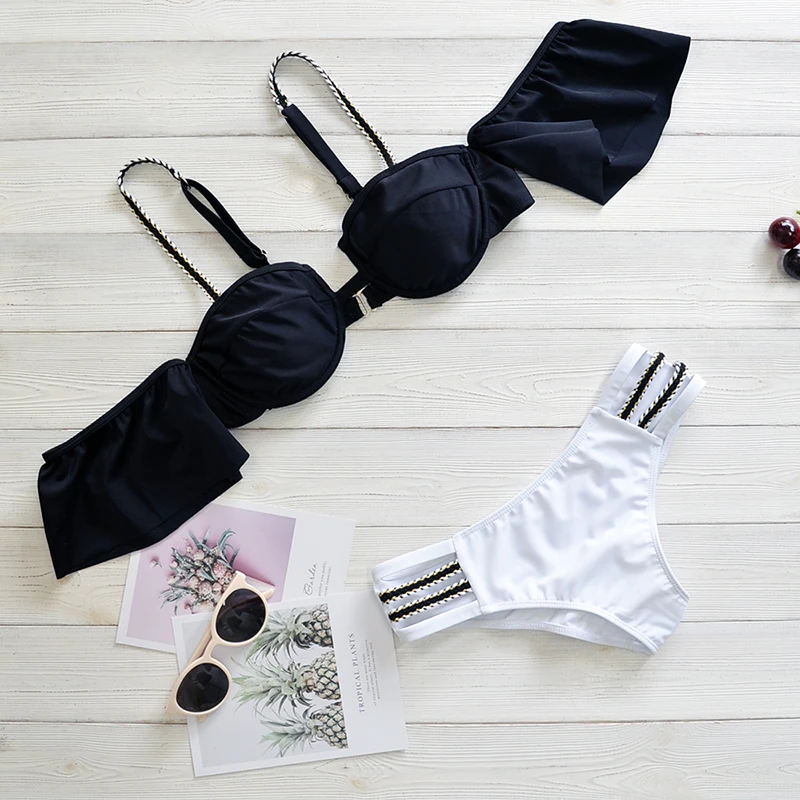 

Sling One Shoulder Lace Sleeve Hollow Sleeve Swimsuit Swimsuit Sexy High Waist Bikini Ladies Swimsuit Push-up Beach Swimwear