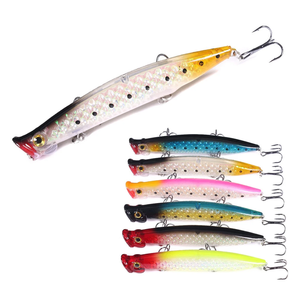 

Приманки для ловли рыбы, на высоком каблуке 11 см, 13g Topwater Поппер приманки 6 Цвет жесткие приманки, Искусственные воблеры Пластик рыболовные с...