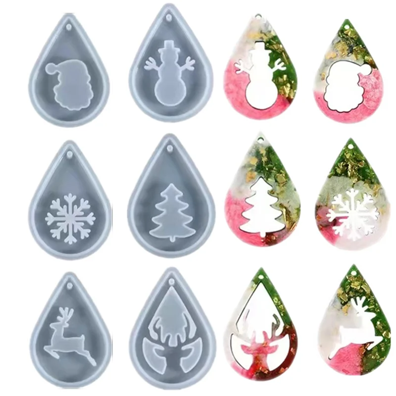 

Рождественские серьги, брелок, аксессуары для рукоделия из эпоксидной смолы, олень, снеговик, Рождественская елка, инструменты из смолы