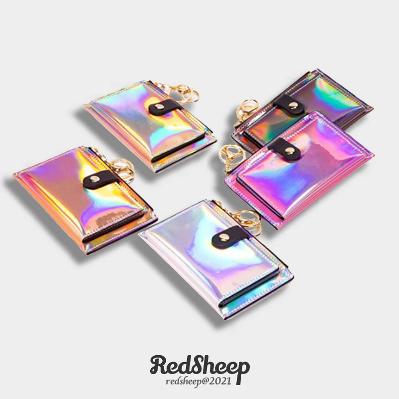 

2021 New Laser Women Wallets Fashion Keychain Zipper Coin Purse Small Money Bag Credit Card Holder