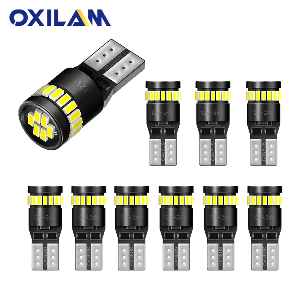 

OXILAM 10 шт. T10 W5W LED Canbus без ошибок Авто Лампа 194 168 Автомобильное Зеркало купольное внутреннее светильник багажник стояночный указатель поворот...