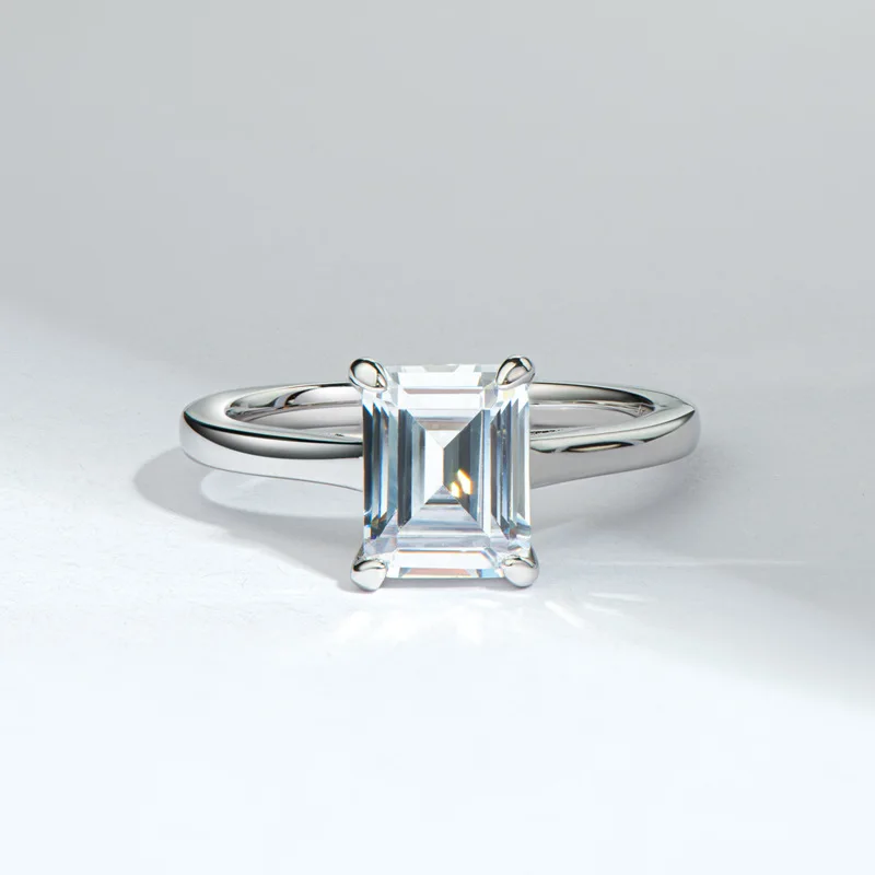 Обручальное кольцо из серебра 925 пробы с изумрудной огранкой 7*9 мм 2 0 карата