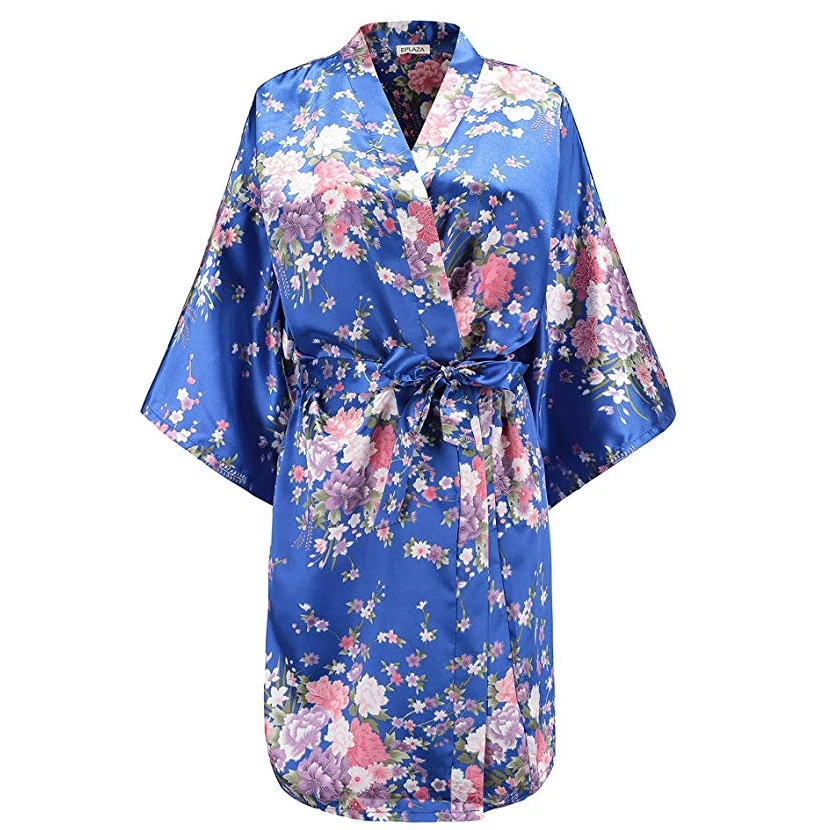 Халат женский атласный с V образным вырезом пикантный Удобный Мягкий банный