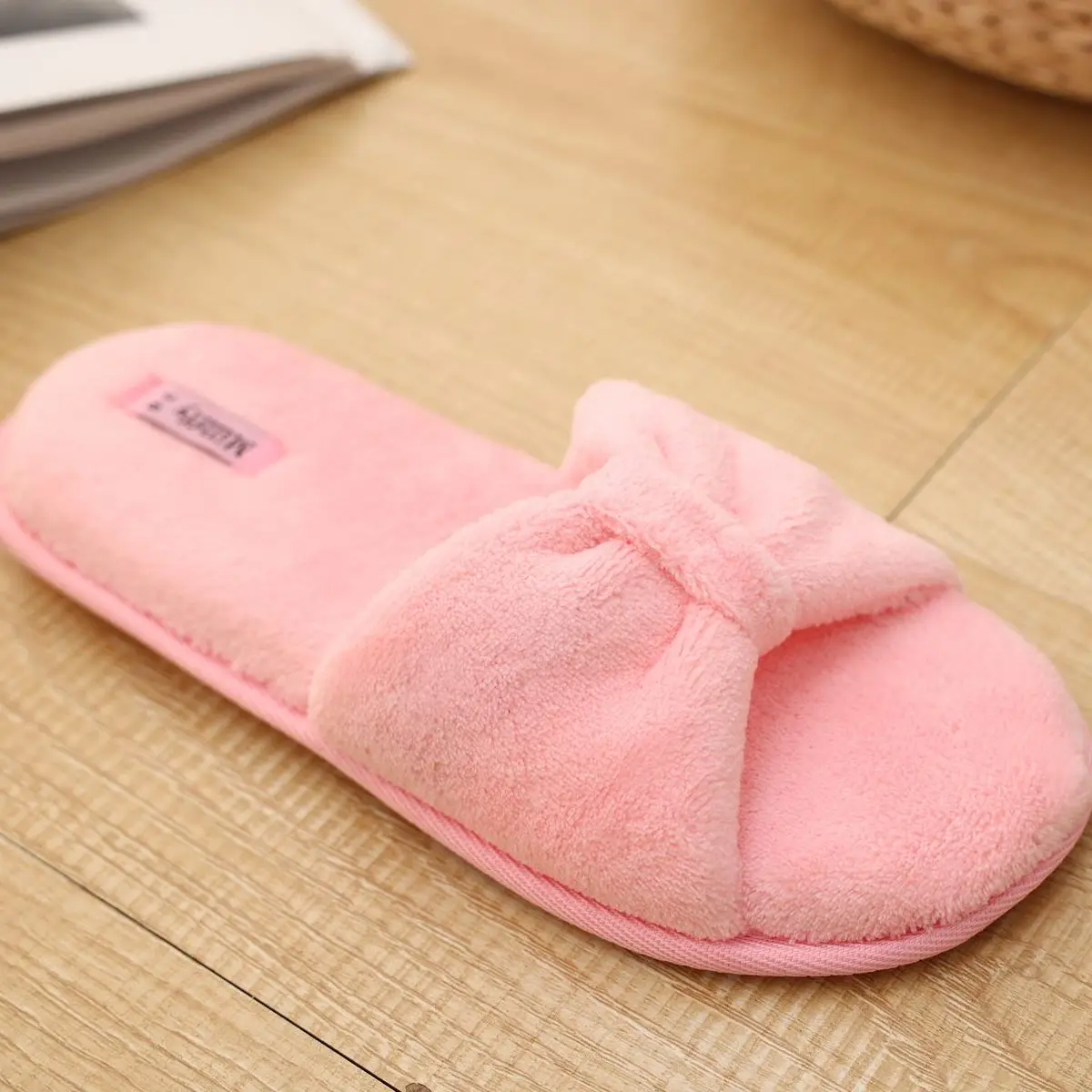 Тапочки домашние для девочек 4 цвета без пальцев с бантом мягкие и удобные