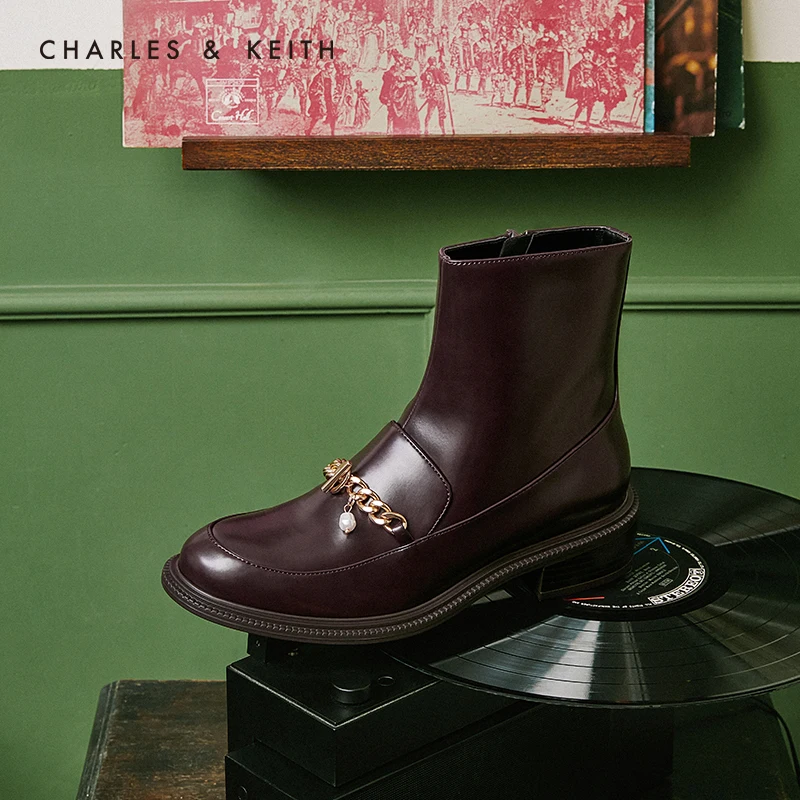 CHARLES＆KEITH Новинка на Осень 2020 CK1 90580121Женские Ботинки с круглыми бусинами и
